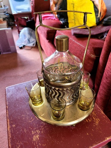 Vtg musical glass - glass, decanter